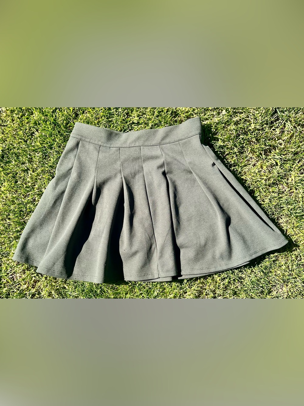 Trixxi Clothing Company Olive Green Pleated Mini - Petite